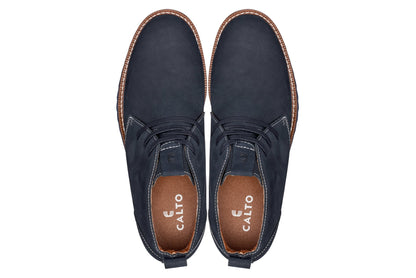 CALTO - J2191 - 2.6 Inches Taller (Ultramarine Blue/Blue Sole) - Nubuck Chukka Boots