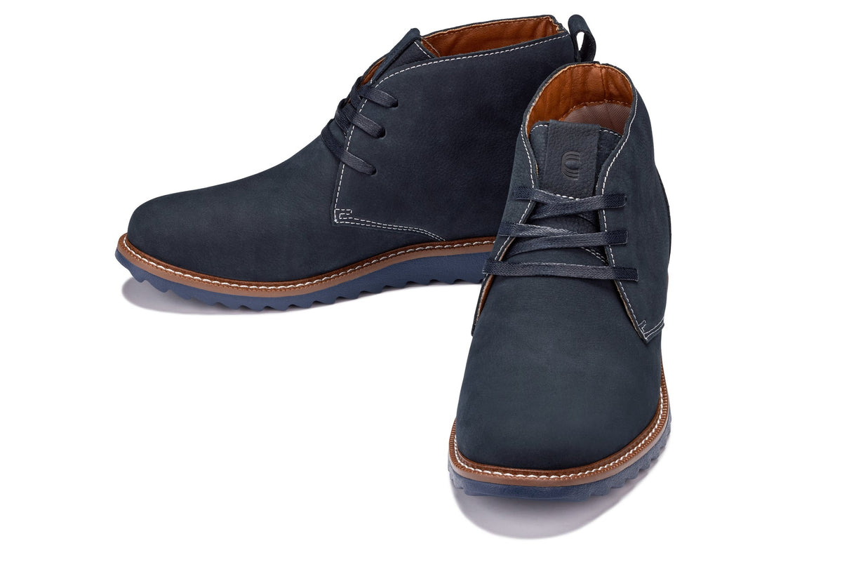 CALTO - J2191 - 2.6 Inches Taller (Ultramarine Blue/Blue Sole) - Nubuck Chukka Boots