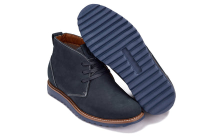 CALTO - J2191 - 2.6 Inches Taller (Ultramarine Blue/Blue Sole) - Nubuck Chukka Boots
