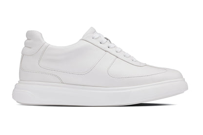 CALTO - J2201 - 2.6 Inches Taller (White/White Sole) - Lightweight Nappa Sneakers