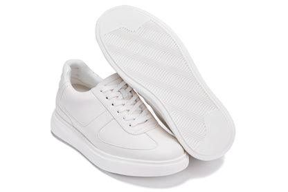 CALTO - J2201 - 2.6 Inches Taller (White/White Sole) - Lightweight Nappa Sneakers