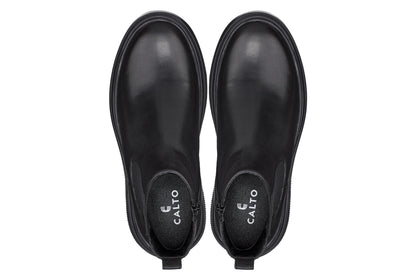 CALTO - J24810 - 3 Inches Taller (Noir) - Lightweight Smooth Nappa Chelsea Zipper Boots