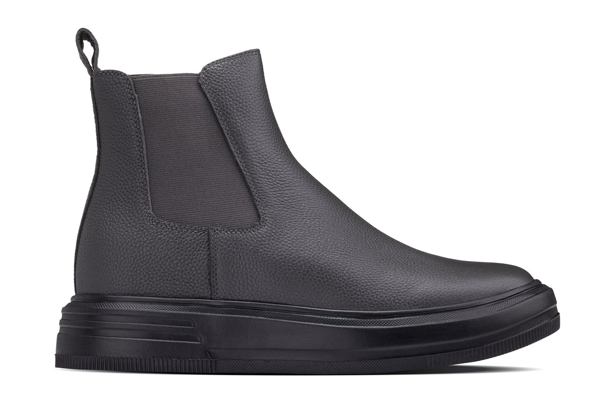 CALTO - J24811 - 3 Inches Taller (Grey Slate) - Lightweight Pebble Nappa Chelsea Zipper Boots