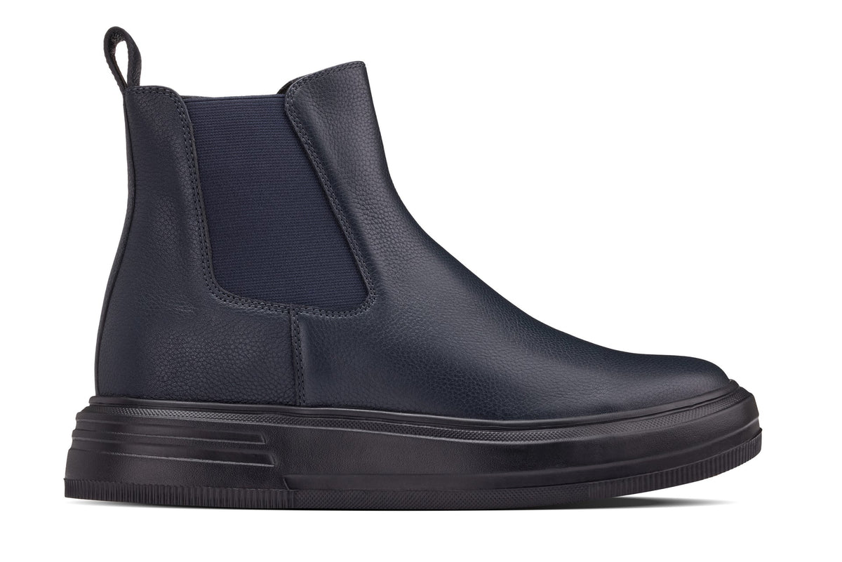 CALTO - J24812 - 3 Inches Taller (Ultramarine Blue) - Lightweight Pebble Nappa Chelsea Zipper Boots