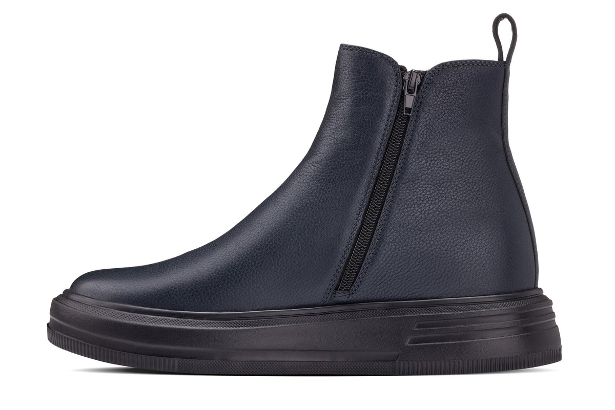 CALTO - J24812 - 3 Inches Taller (Ultramarine Blue) - Lightweight Pebble Nappa Chelsea Zipper Boots
