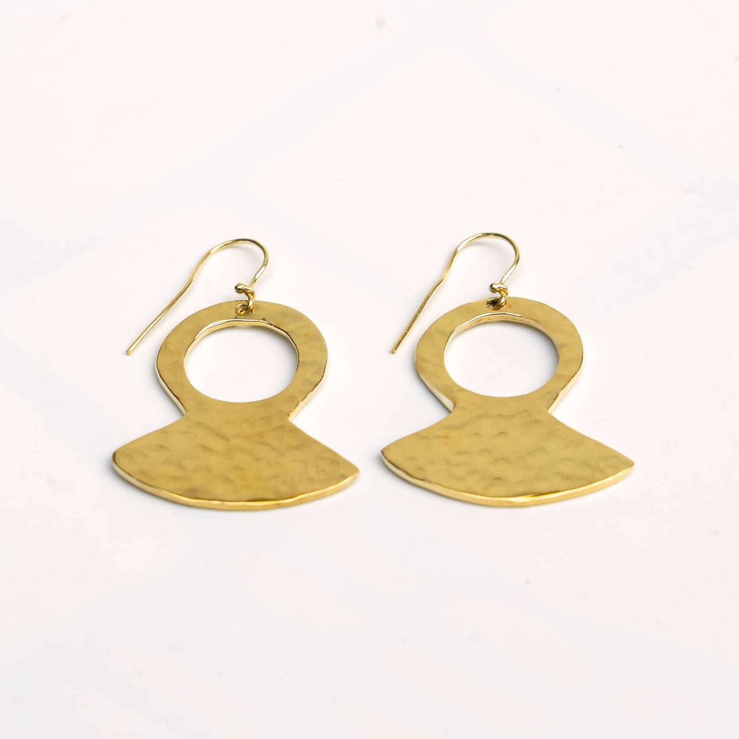 Hammered Brass Teardrop Pendant Earrings | Juba