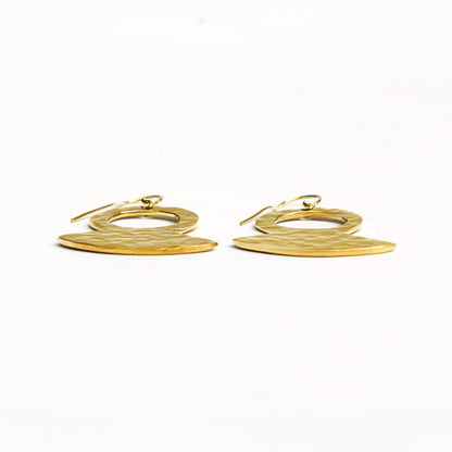 Hammered Brass Teardrop Pendant Earrings | Juba