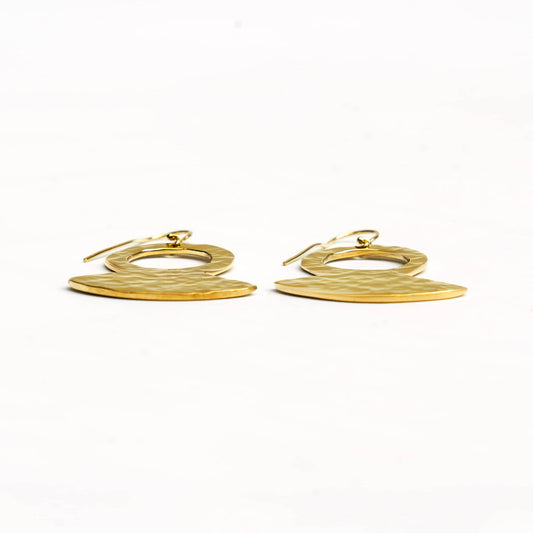Hammered Brass Teardrop Pendant Earrings | Juba