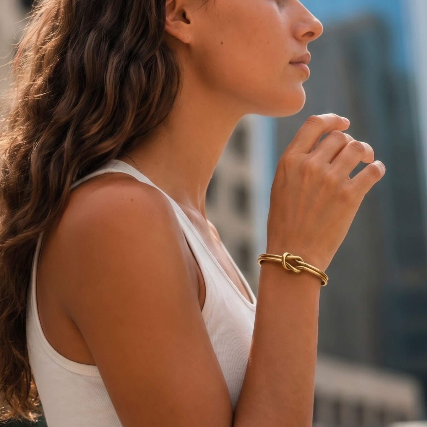 Lovers Knot Brass Cuff Bracelet | Mapenzi