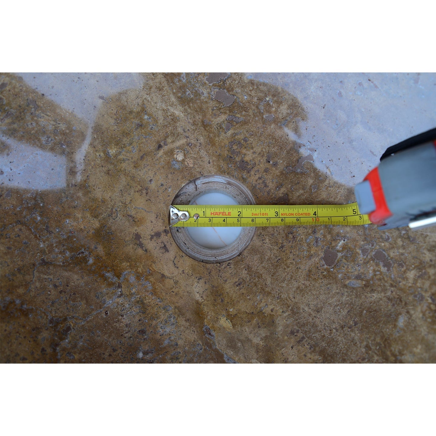Noce Brown Travertine Vessel Sink - Handcrafted Carved Round