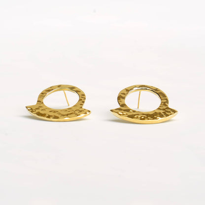 Hammered Crescent Hoop Brass Earrings | Leo