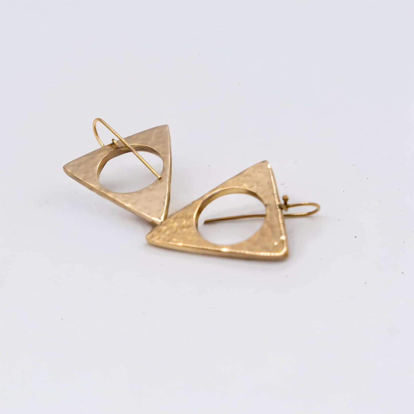 Hollow Triangle Drop Brass Earrings | Lia