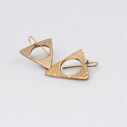 Hollow Triangle Drop Brass Earrings | Lia