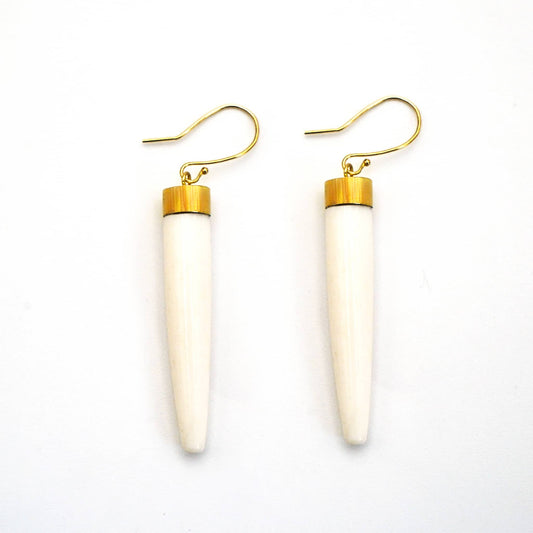 Brass & Bone Spike Drop Earrings | Liwa