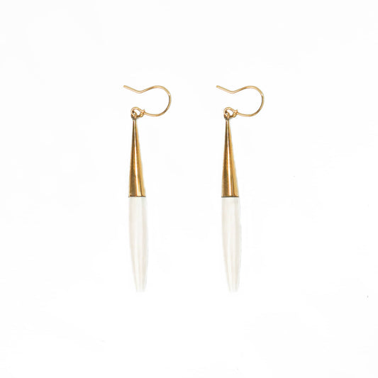 Brass & Horn Spike Drop Earrings | Luna