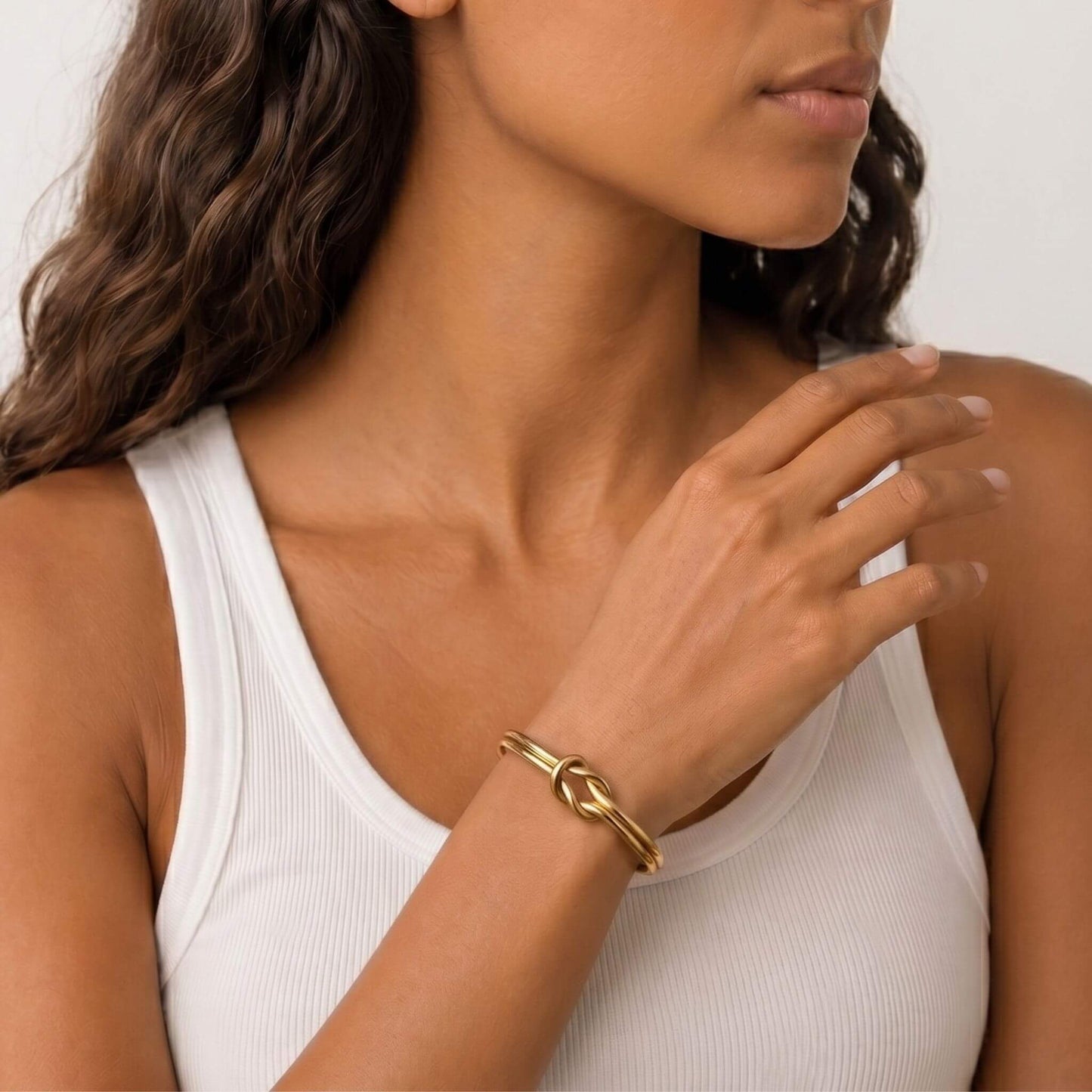Lovers Knot Brass Cuff Bracelet | Mapenzi