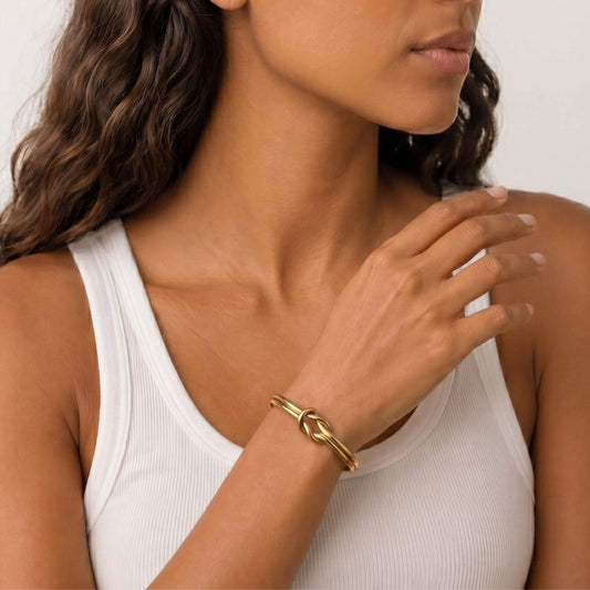 Lovers Knot Brass Cuff Bracelet | Mapenzi