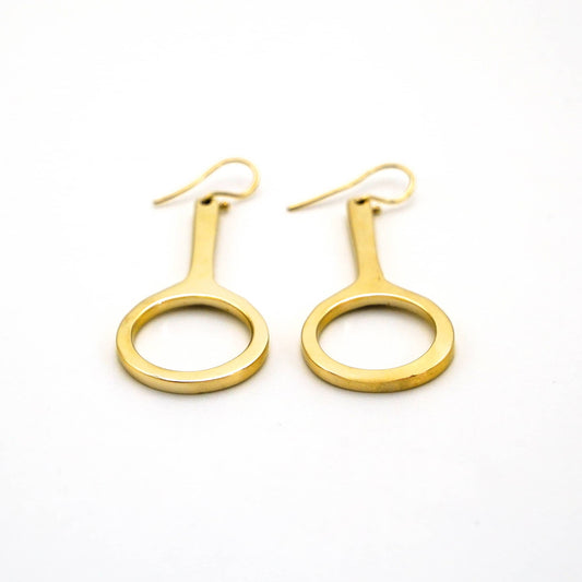 Hoop with Oval Drop Brass Earrings | Mwenzi