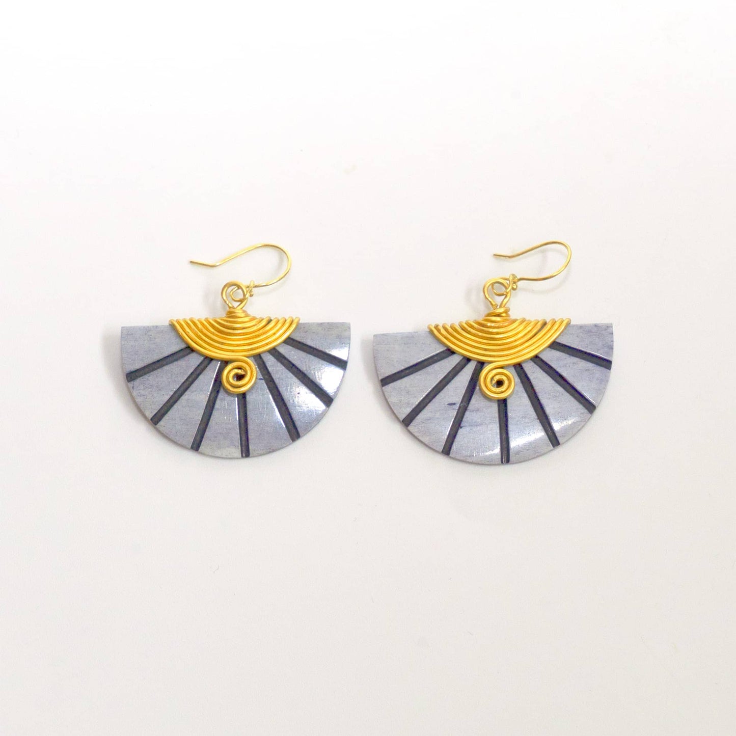 Carved Soapstone Half-Moon Earrings | Nusu
