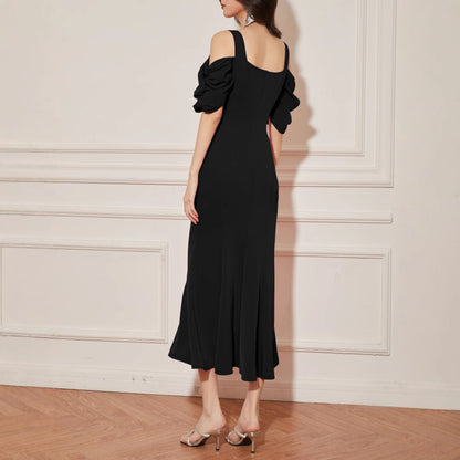 Women Clothing Summer Sexy Backless Slit Hemline at Hem Sling Dress
