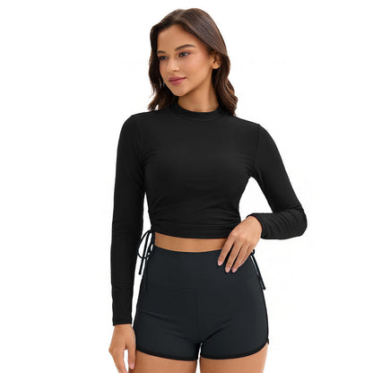 Swimsuit Women Split Long Sleeve Sunscreen Solid Color Conservative Two Piece Set Swimsuit