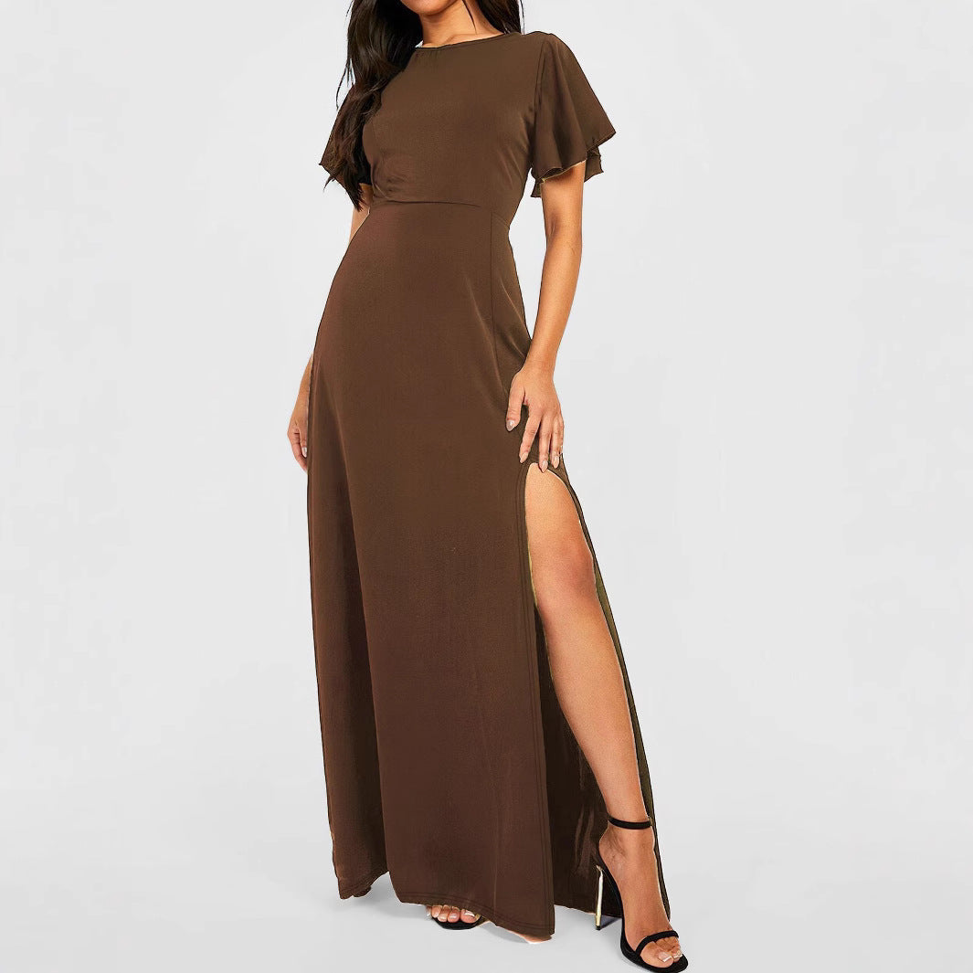 Spring Summer Sexy Girls Elegant High Sense Split Dress Women