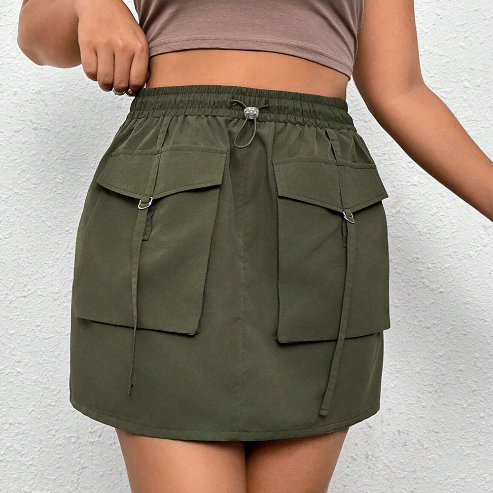 Plus Size Women Clothes Autumn Winter Street Elastic Waist A line Skirt