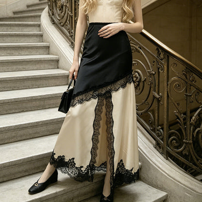 Summer Lace Split Skirt Women Elegant Skirt