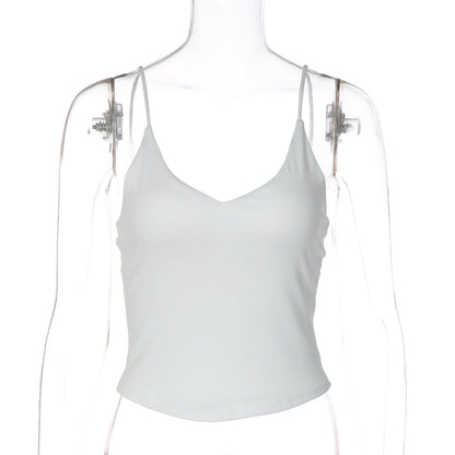 Women Clothing Summer Sexy Solid Color V neck Inner Wear Base Camisole