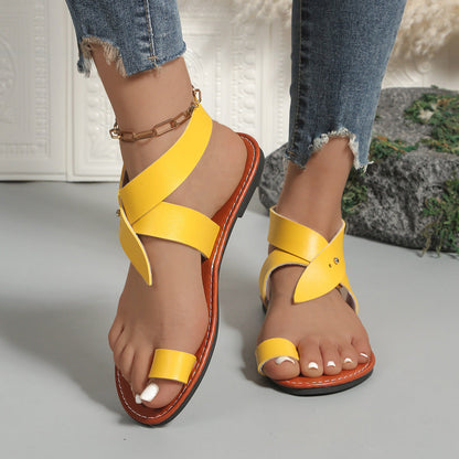 Toe Covering Belt Buckle Flat Sandals Women Arrival Multi Color European Size Beach Sandals