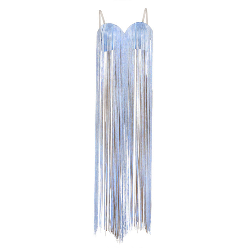 Autumn Winter Pure Sexy V neck Slim Fit Backless Personality Tassel Suspender Vest Women Clothing