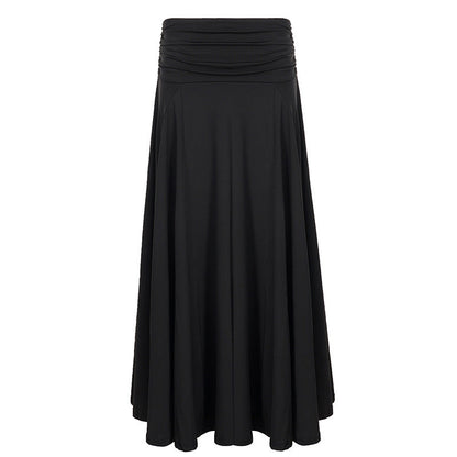 Summer Wide Waist Head Draping Solid Color Minimal Skirt Fashionable Elegant Gentle A line Dress Women