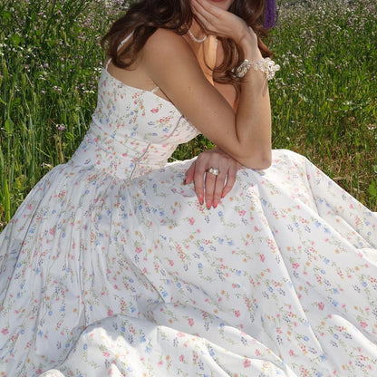 Women Clothing Summer Sexy French Pastoral Holiday Floral Strap Dress Maxi Dress for Women