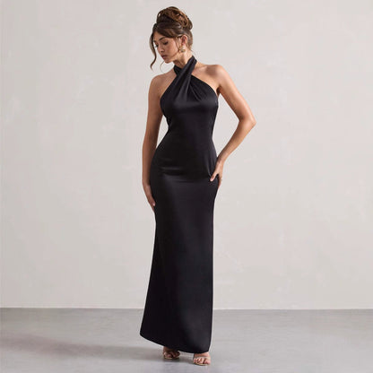 Halter Evening Dress Elegant Slim Dress Cocktail Party Dress