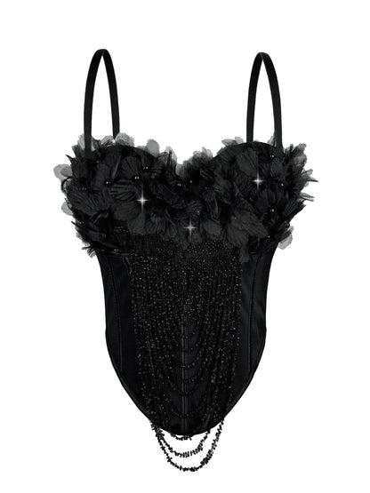 Arrival Handmade Floral Tassel Suspender Vest Sexy Backless Tube Top Outer Wear Boning Corset Corset Body Shaping