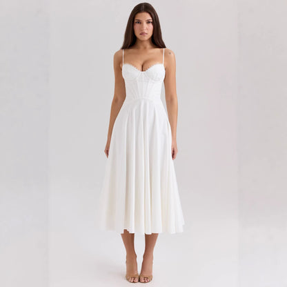 Elegant Gentle Slim Floral Strap Fairy Dress Women
