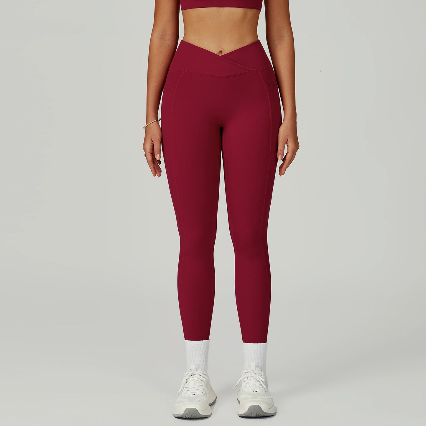 Nude Feel High Waist Yoga Pants Cross Waist Fitness Yoga Pants Women Outdoor Sports Running Tights
