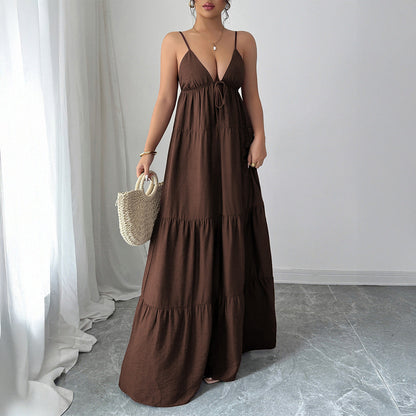 Elegant Camisole Tube Top Long Dress Women Clothing Autumn Winter