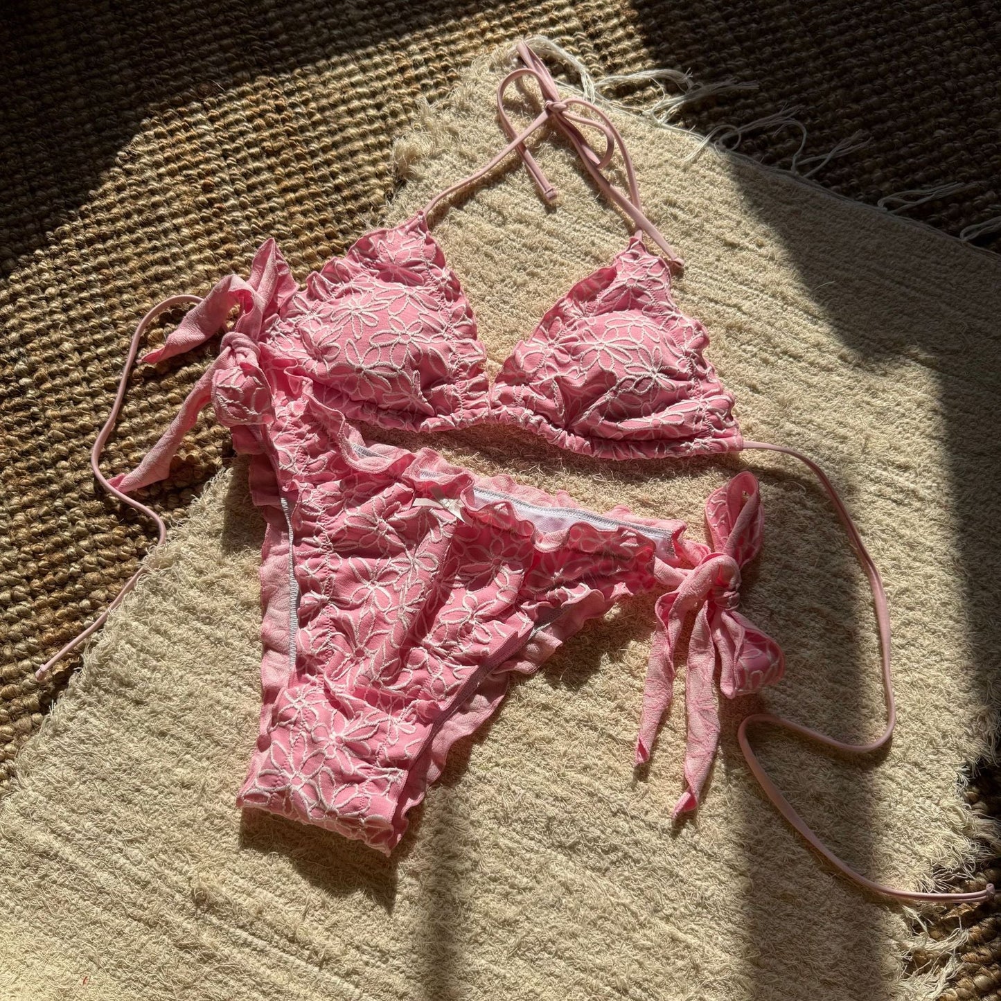 Embroidery Small Floral Sexy Sexy Split Swimwear Swimsuit Bikini