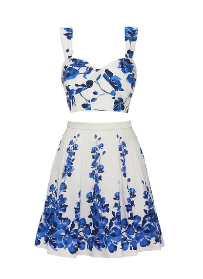 Printed High Grade High Waist Split Swimsuit Women Set Dress Bikini