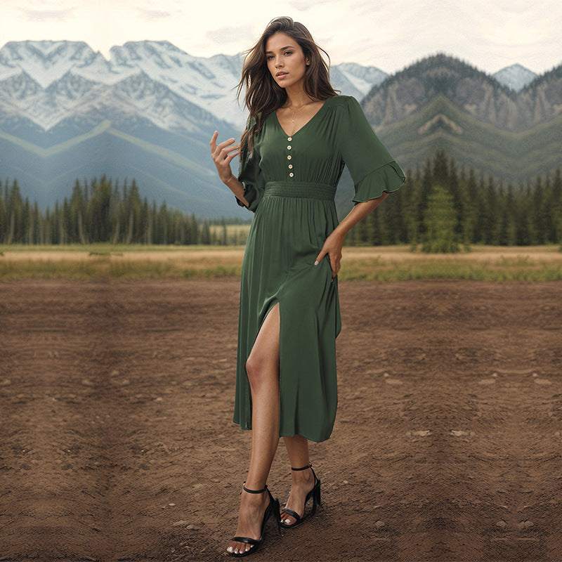 Summer Women Solid Color Dress