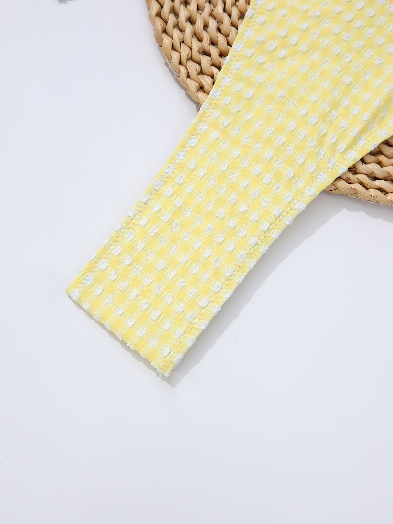 Fresh Yellow Plaid Daisy Split Bikini Swimsuit