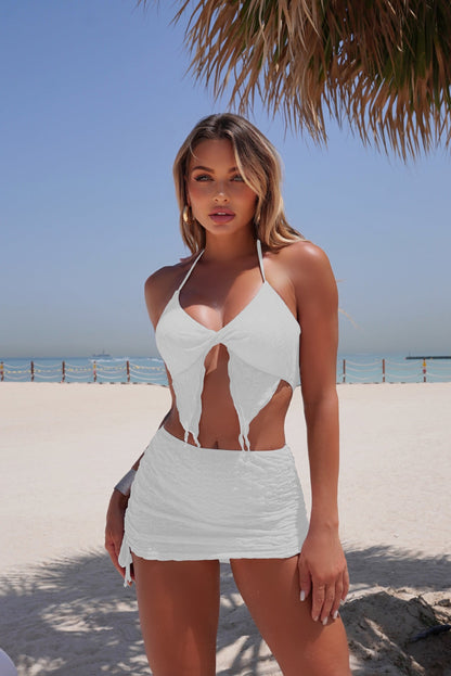 Solid Color Split Swimsuit Women ikini Three Piece Set Bikini Swimsuit Outfit