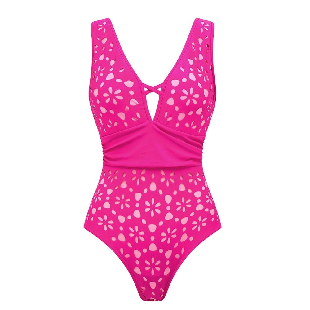 Swimsuit Fluorescent Color Hollow Out Cutout High Sense Swimsuit Two Piece Sets Women