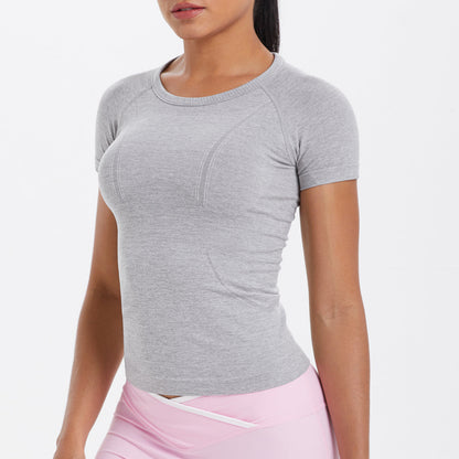 Women Short Sleeve round Neck Exercise T shirt Running Fitness Top Skin Friendly Slim Breathable Yoga Short Sleeve