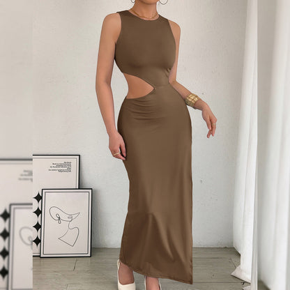 Arrival Maxi Dress Women Sleeveless Hollow Out Cutout Slit Maxi Dress