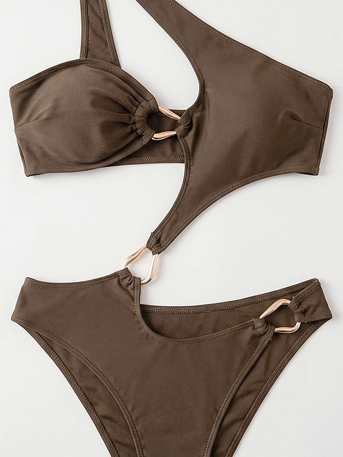 One Piece Swimsuit Solid Color One Piece Swimsuit Shoulder Asymmetric
