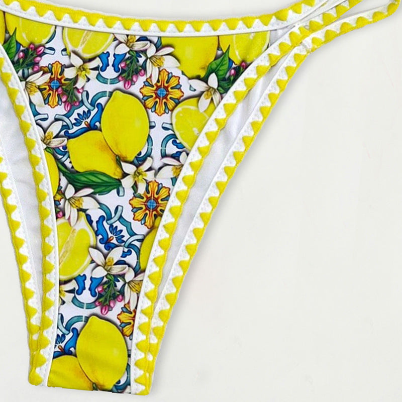 Swimwear Women Floral Bud Sexy Bikini Halter Bikini Swimsuit