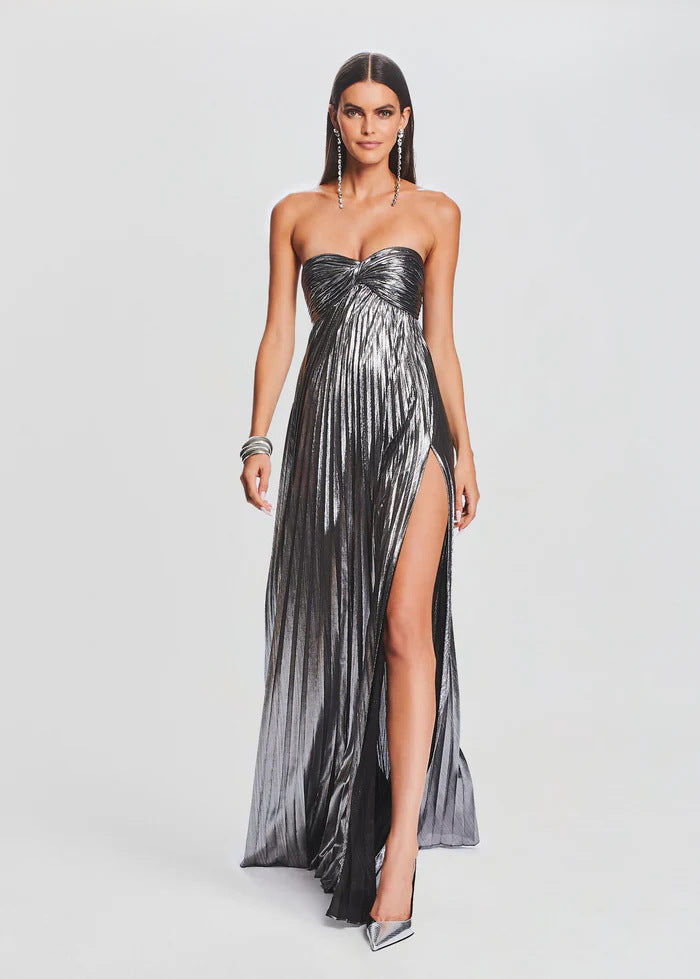 Summer Chest Wrapped Dress Stylish Texture Sexy Slit Women Evening Dresses
