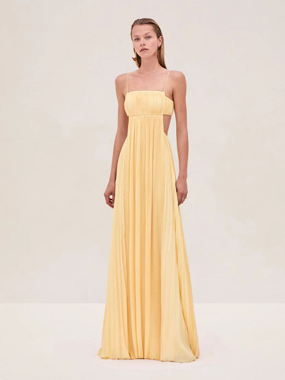 Women Summer Cami Dress Sexy Pleated Backless Dress